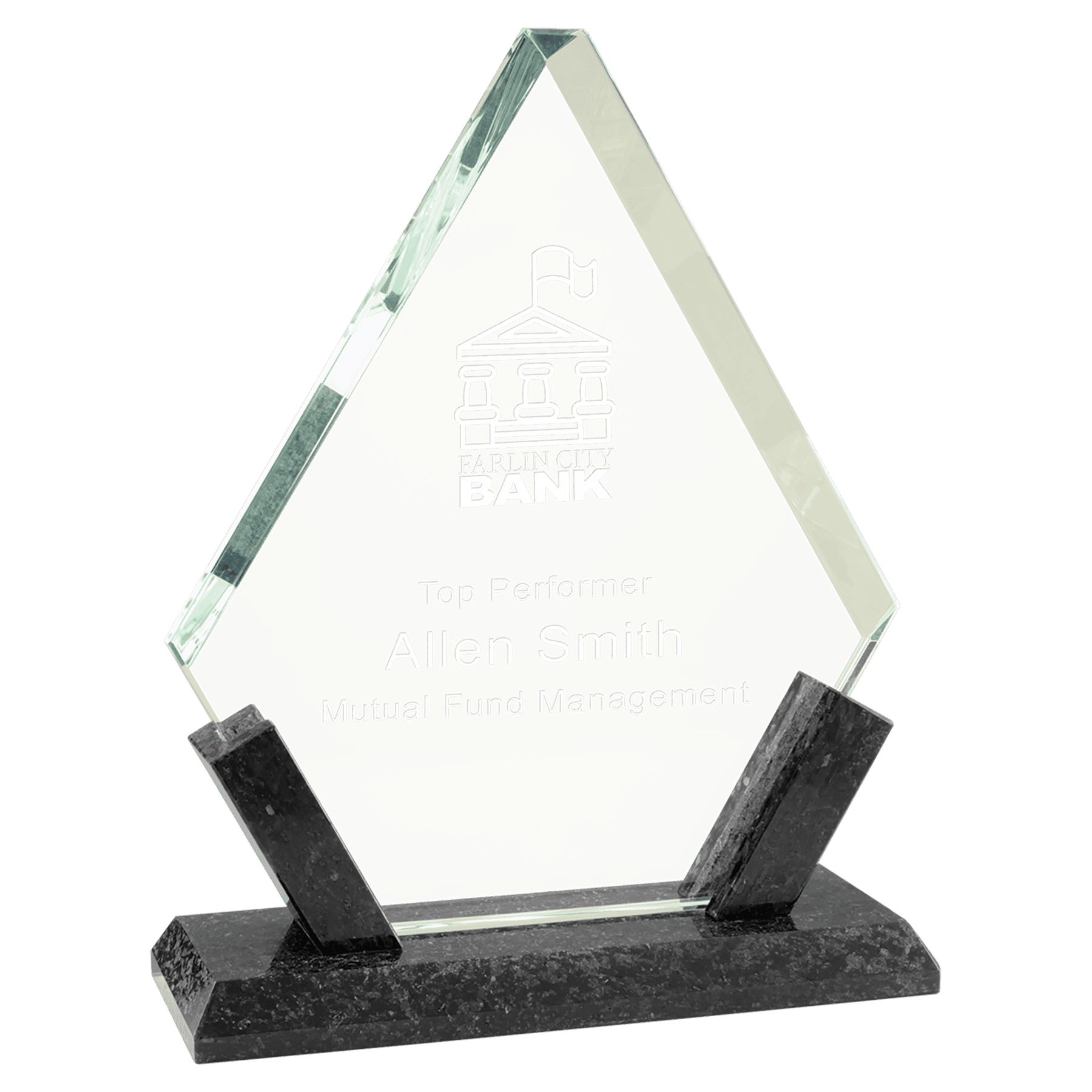 7 1/4" Diamond Glass with Black Marble Base - JDS