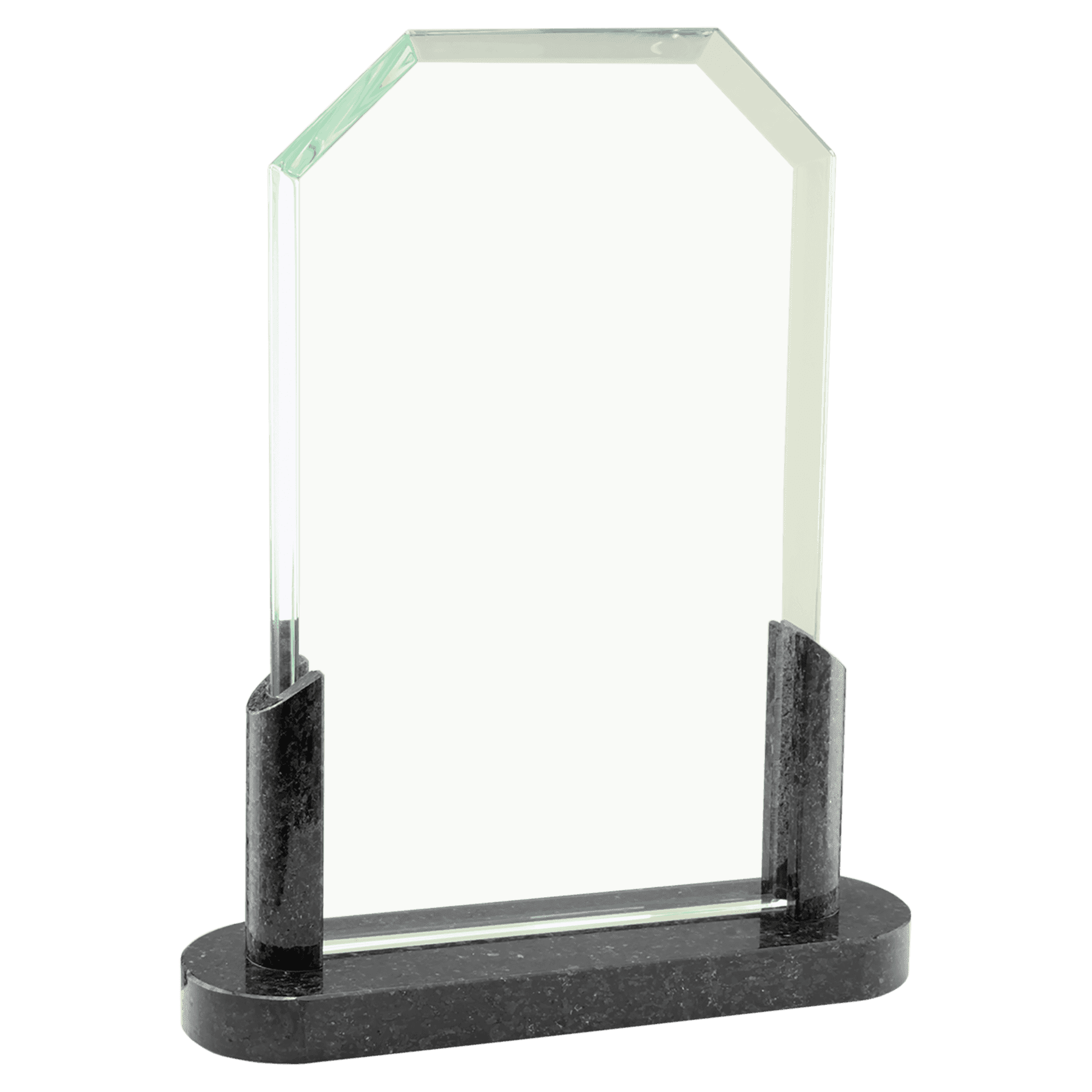 7 3/4" Clipped Corners Glass with Black Marble Base - JDS