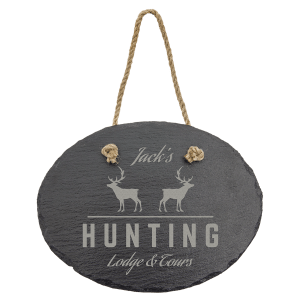 7 3/4" x 6" Oval Slate Decor with Hanger String - SLT010 - Austin Print Co.