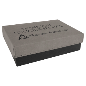 7 3/8" x 5 3/4" Gray Gift Box with Laserable Leatherette Lid - GBX42 - Austin Print Co.