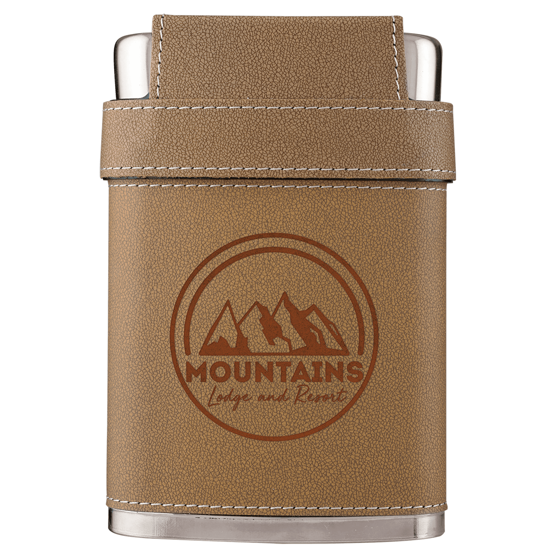 7 oz. Leather Flask with Lid & 3 Shot Glasses - JDS