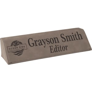 8 1/2" Gray Laserable Leatherette Desk Wedge - LLW528 - Austin Print Co.
