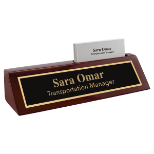 8 1/2" Rosewood Piano Finish Desk Wedge with Business Card Holder - PNA48 - JDS