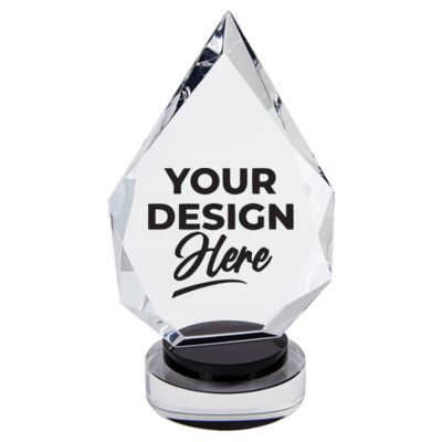 8 1/4" Diamond Crystal on Black & Clear Round Base - Austin Print Co.