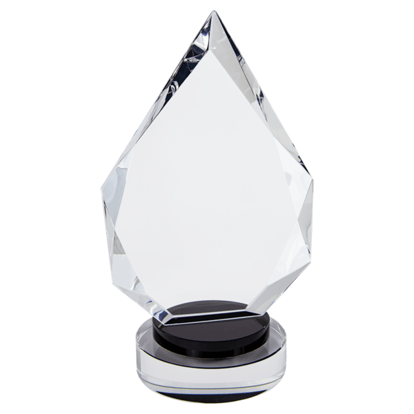8 1/4" Diamond Crystal on Black & Clear Round Base - Austin Print Co.