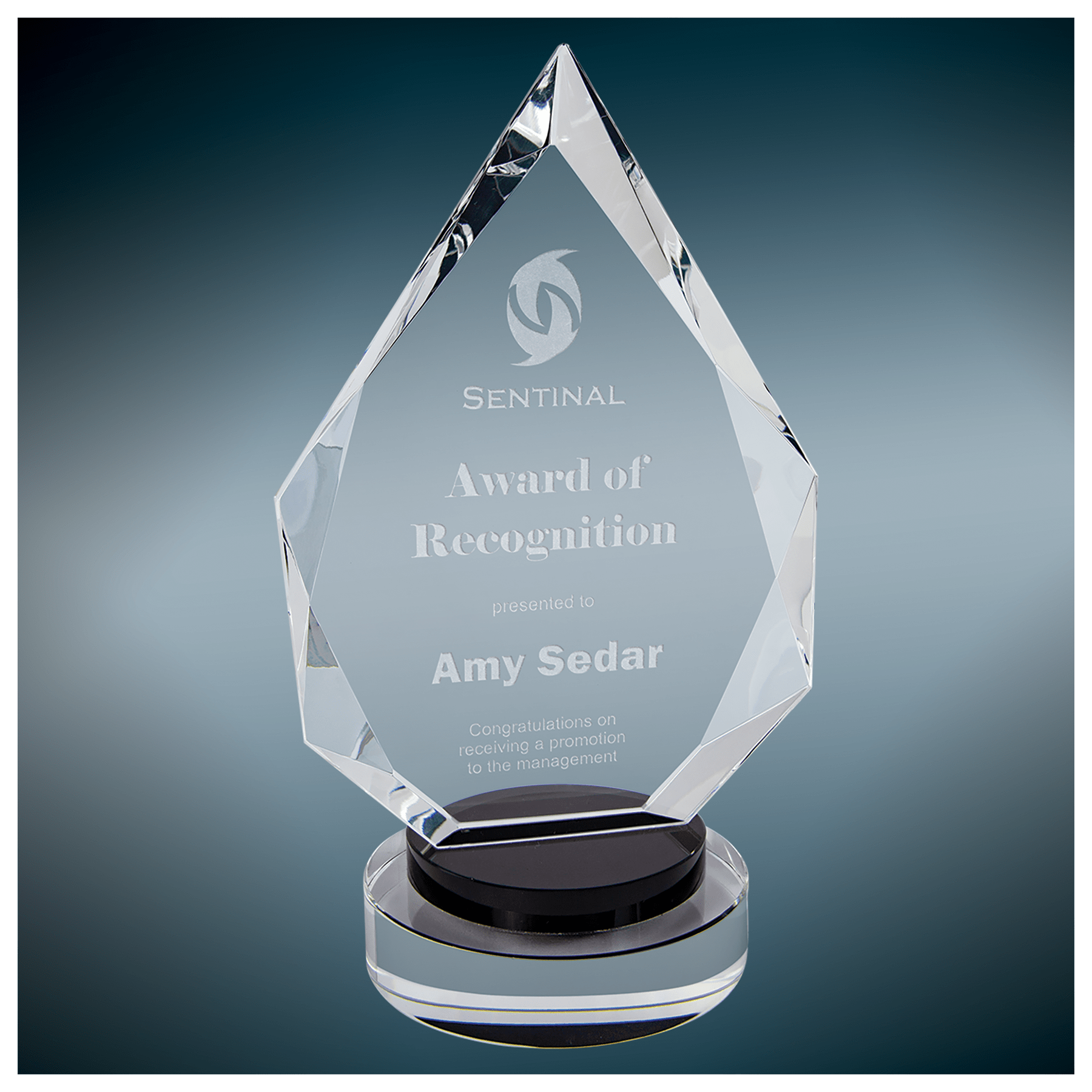 8 1/4" Diamond Crystal on Colored & Clear Round Base - JDS