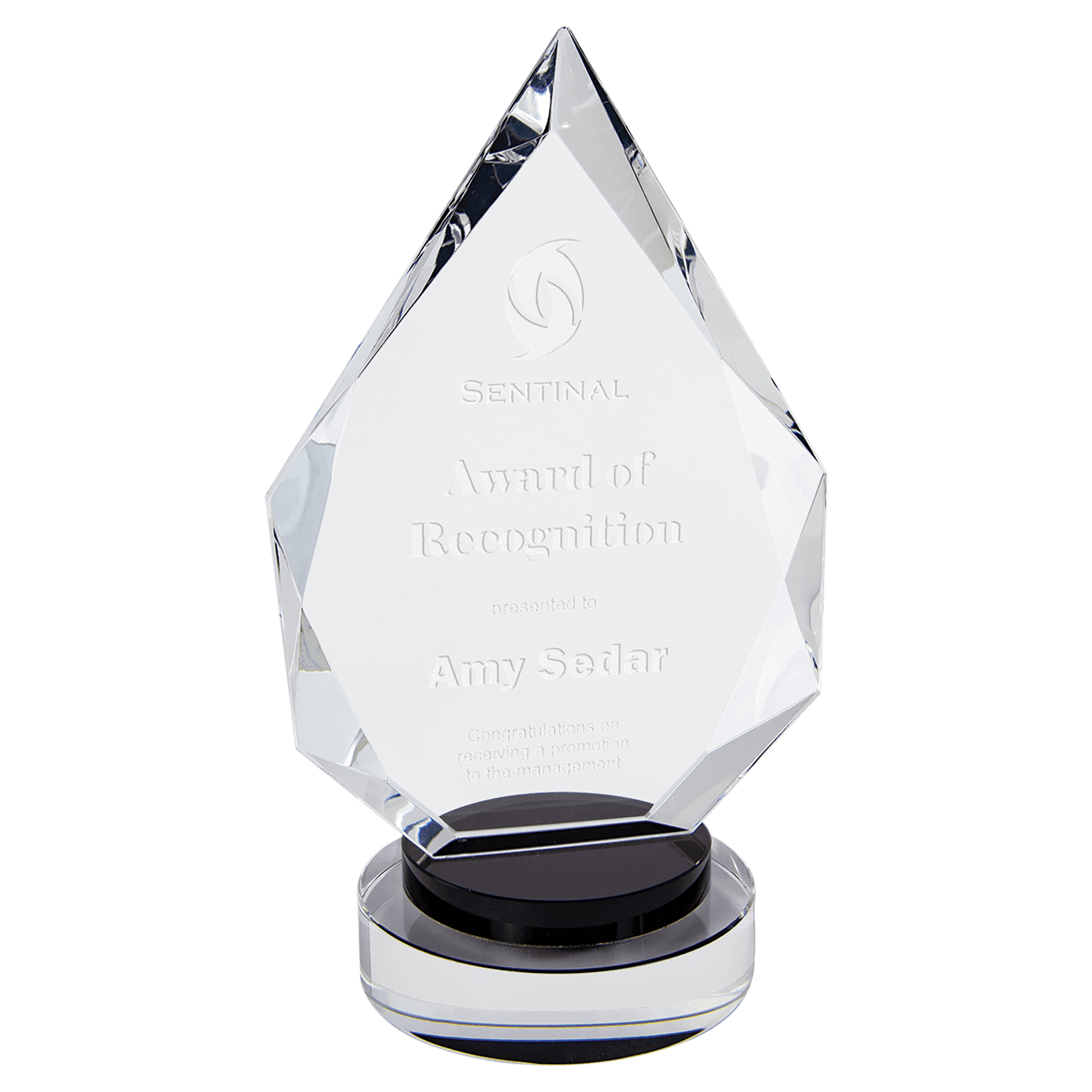 8 1/4" Diamond Crystal on Colored & Clear Round Base - JDS