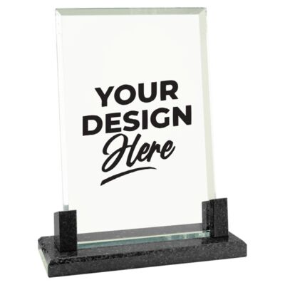 8" Rectangle Glass with Black Marble Base - Austin Print Co.