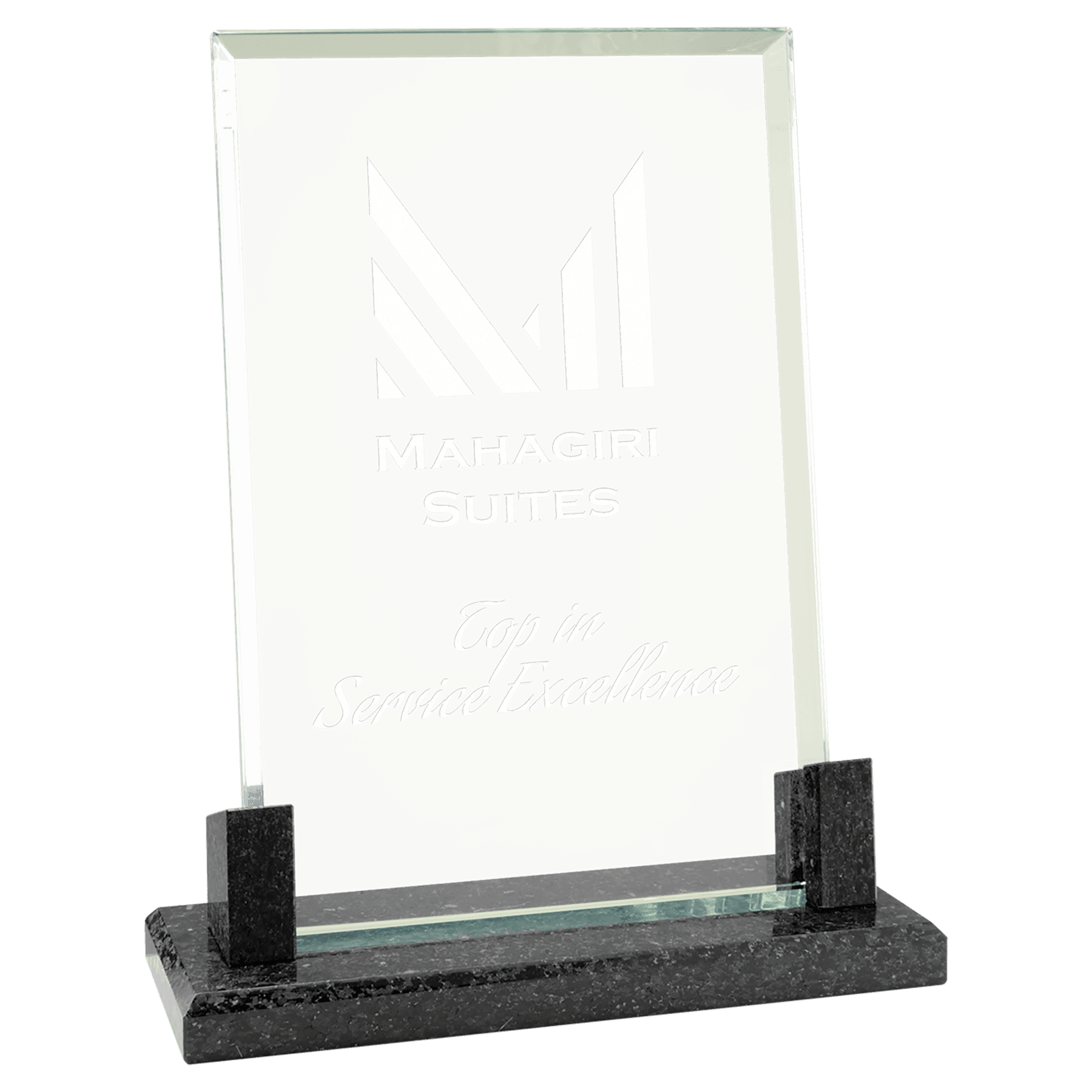 8" Rectangle Glass with Black Marble Base - JDS