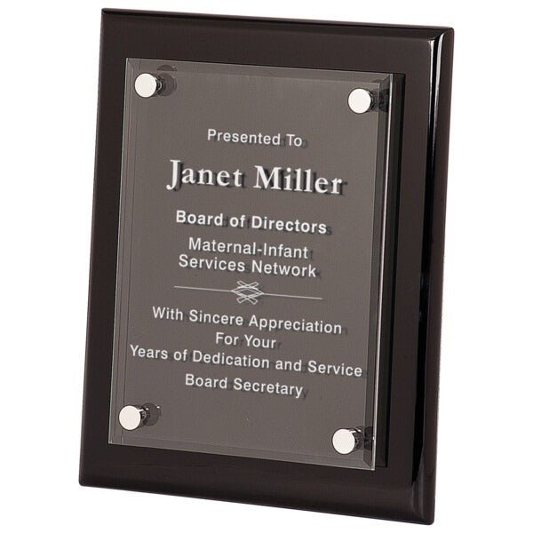 8" x 10" Black Piano Finish Floating Acrylic Plaque - Austin Print Co.