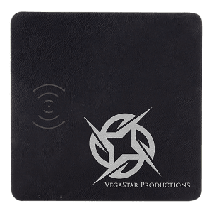 8" x 8" Black/Silver Laserable Leatherette Phone Charging Mat - GFT1179 - JDS