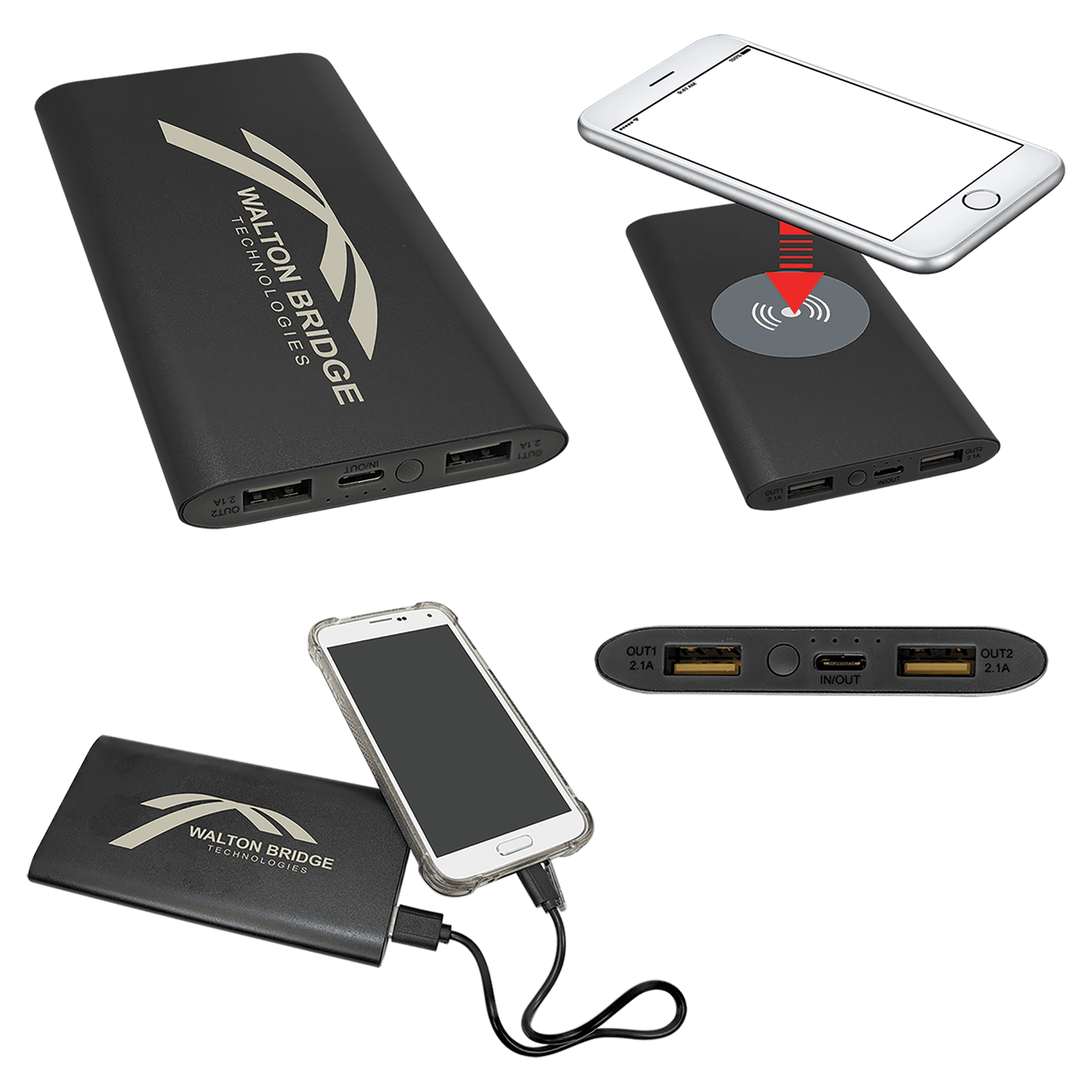 8000MAH Power Bank & Wireless Anodized Aluminum Charger with USB - C Cord - JDS