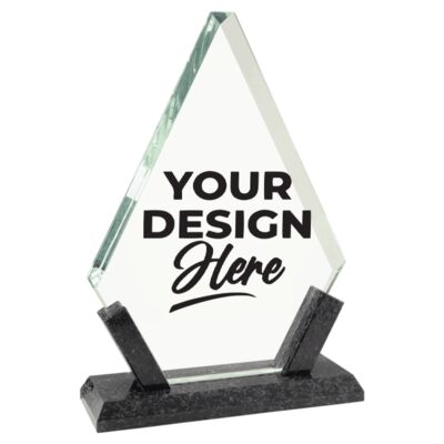 8.25" Diamond Glass with Black Marble Base - Austin Print Co.