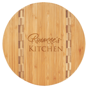 9 3/4" Round Bamboo Cutting Board with Butcher Block Inlay - GFT023 - Austin Print Co.