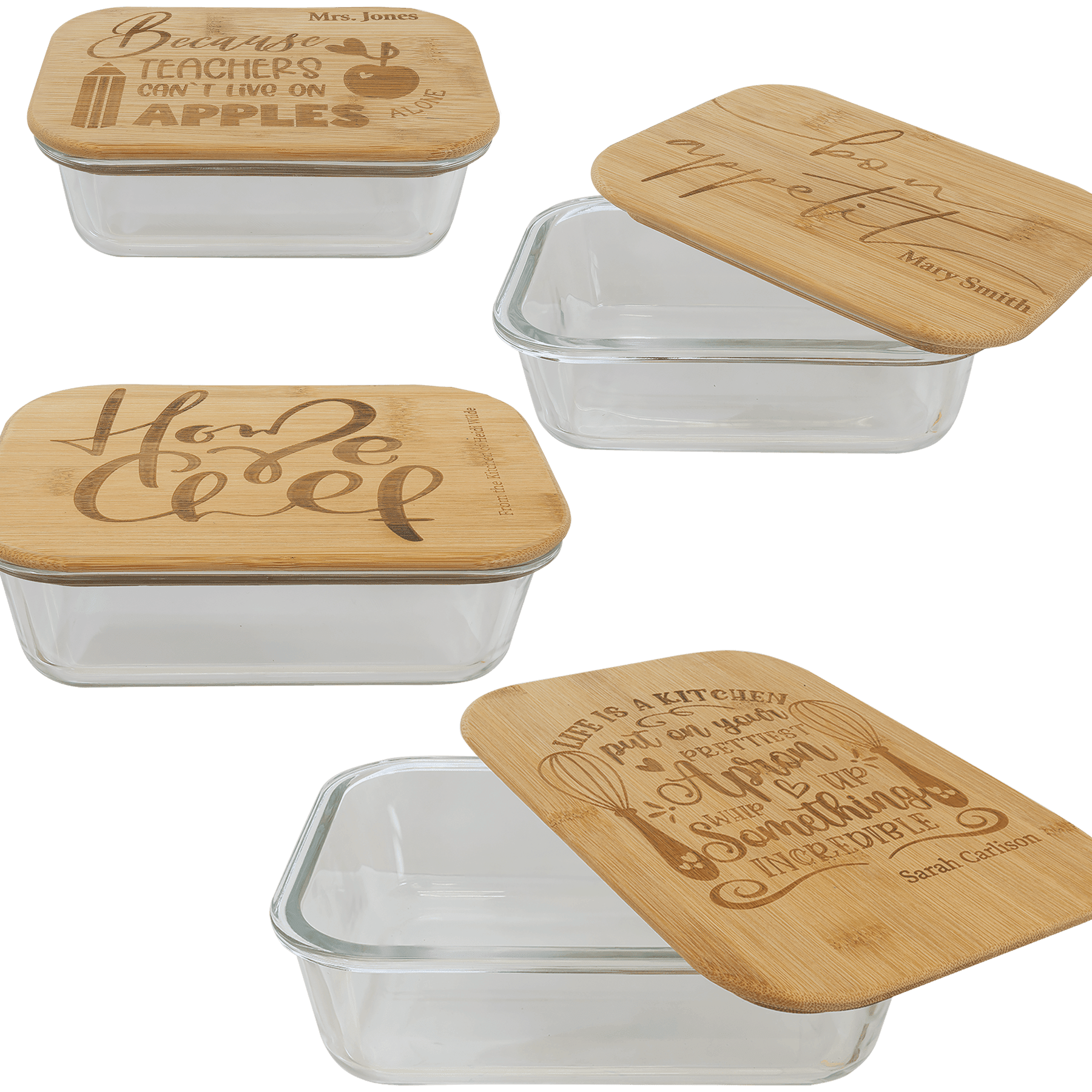 Rectangle Glass Container with Bamboo Lid