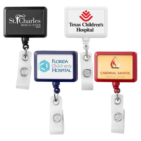 Anti - Microbial Rectangle Retractable Badge Reel - STS Brand