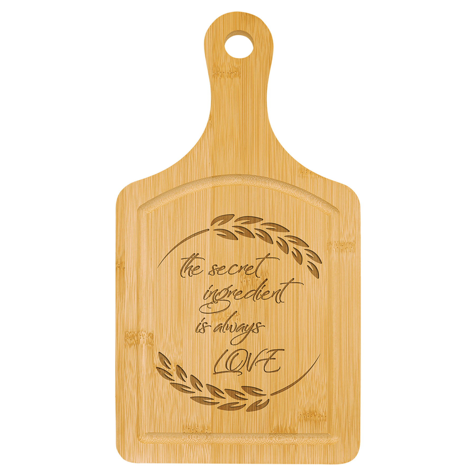Bamboo Cutting Board Paddle Shape with Drip Ring - JDS