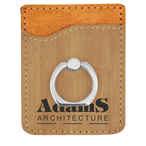 Bamboo Laserable Leatherette Phone Wallet with Silver Ring - GFT1132 - Austin Print Co.