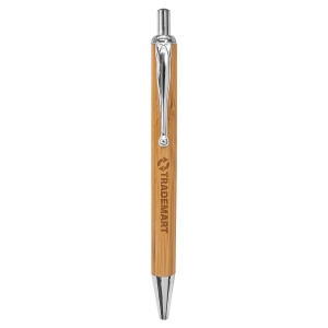 Bamboo with Silver Trim Laserable Pen - LP867 - Austin Print Co.