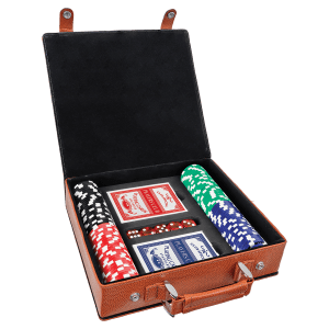 Basketball Laserable Leatherette 100 Chip Poker Set - PKR312 - Austin Print Co.