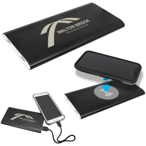 Black 8000MAH Power Bank & Wireless Anodized Aluminum Charger with USB - C Cord - PWR801C - JDS