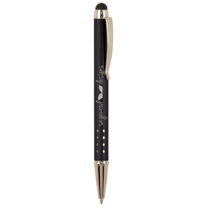 Black with Silver Trim Laserable Pen with Stylus - LP831 - Austin Print Co.