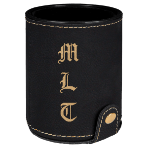 Black/Gold Laserable Leatherette Dice Cup with 5 Dice - GFT1018 - Austin Print Co.