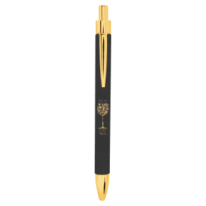 Black/Gold Laserable Leatherette Pen - LP453 - Austin Print Co.