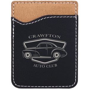 Black/Silver Laserable Leatherette Phone Wallet - GFT528 - Austin Print Co.