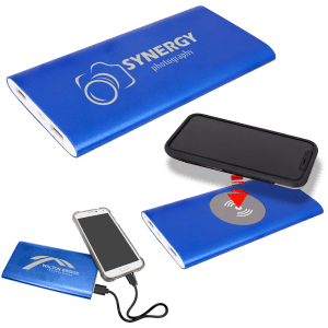Blue 8000MAH Power Bank & Wireless Anodized Aluminum Charger with USB - C Cord - PWR803C - JDS