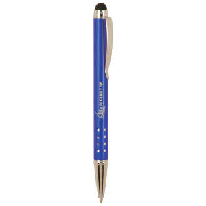 Blue with Silver Trim Laserable Pen with Stylus - LP832 - Austin Print Co.