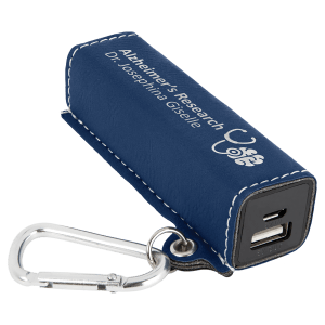 Blue/Silver Laserable Leatherette 2200 mAh Power Bank with USB Cord - GFT1144 - JDS