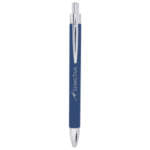 Blue/Silver Laserable Leatherette Pen - LP462 - Austin Print Co.