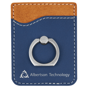 Blue/Silver Laserable Leatherette Phone Wallet with Silver Ring - GFT1130 - Austin Print Co.