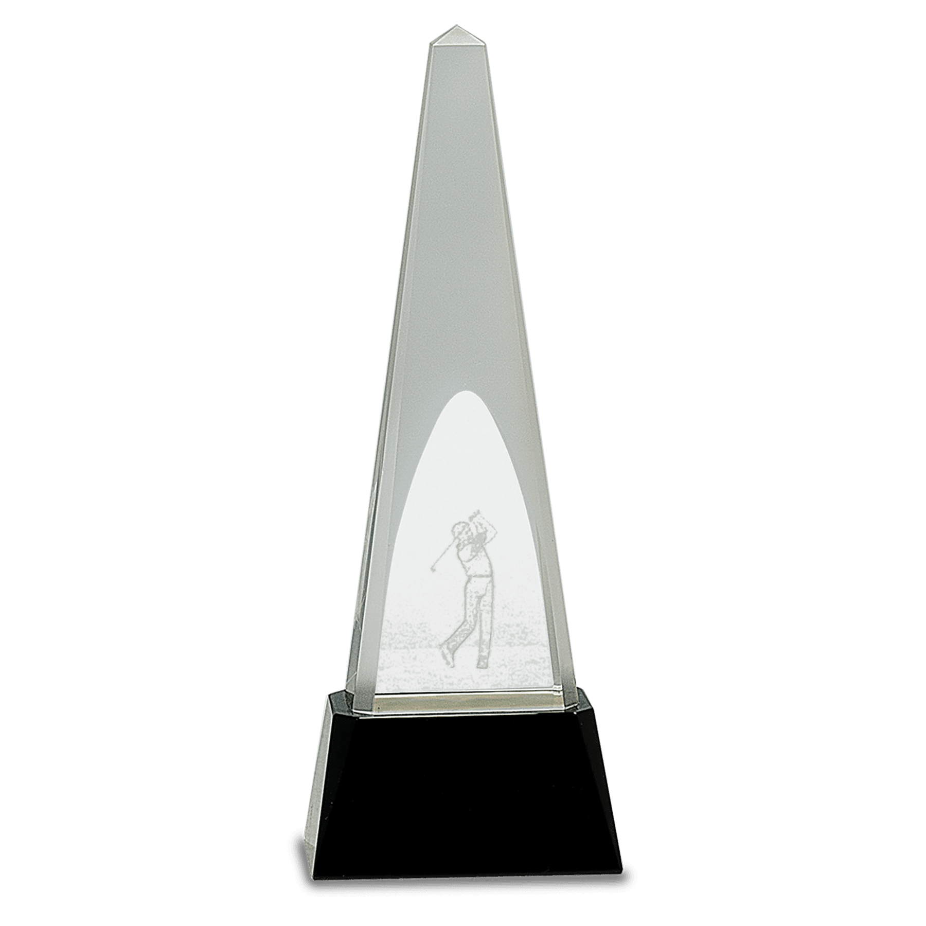 Clear Crystal 3D Golf Spire on Black Pedestal Base - JDS