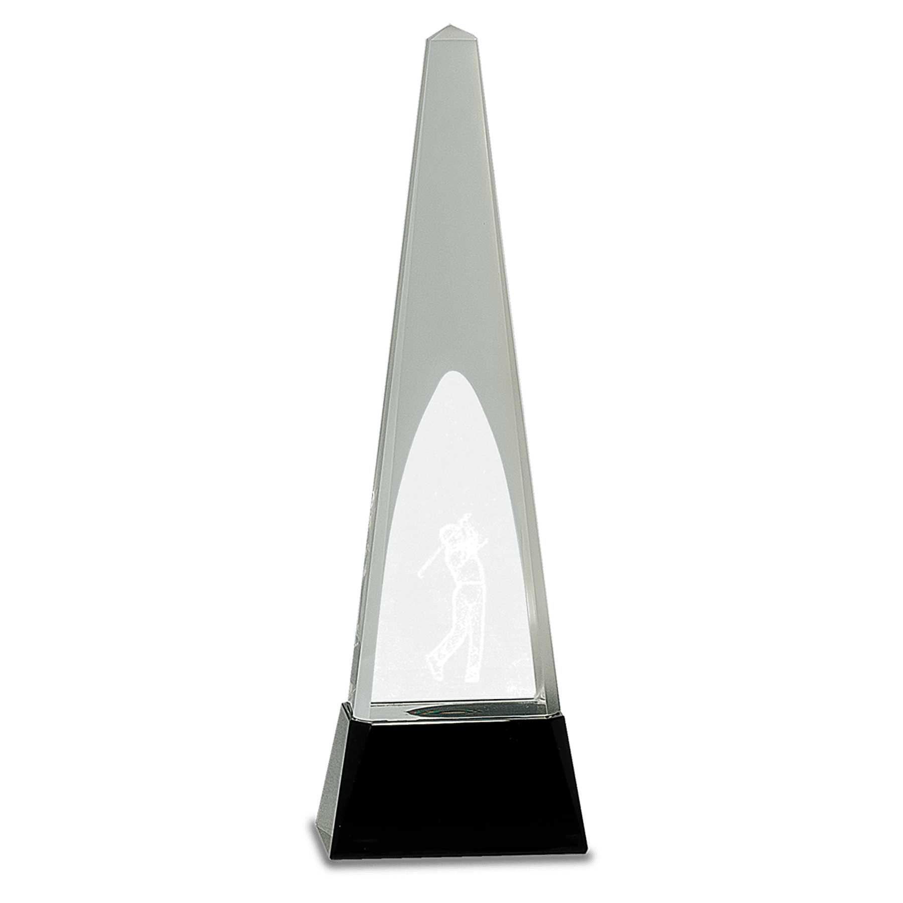 Clear Crystal 3D Golf Spire on Black Pedestal Base - JDS