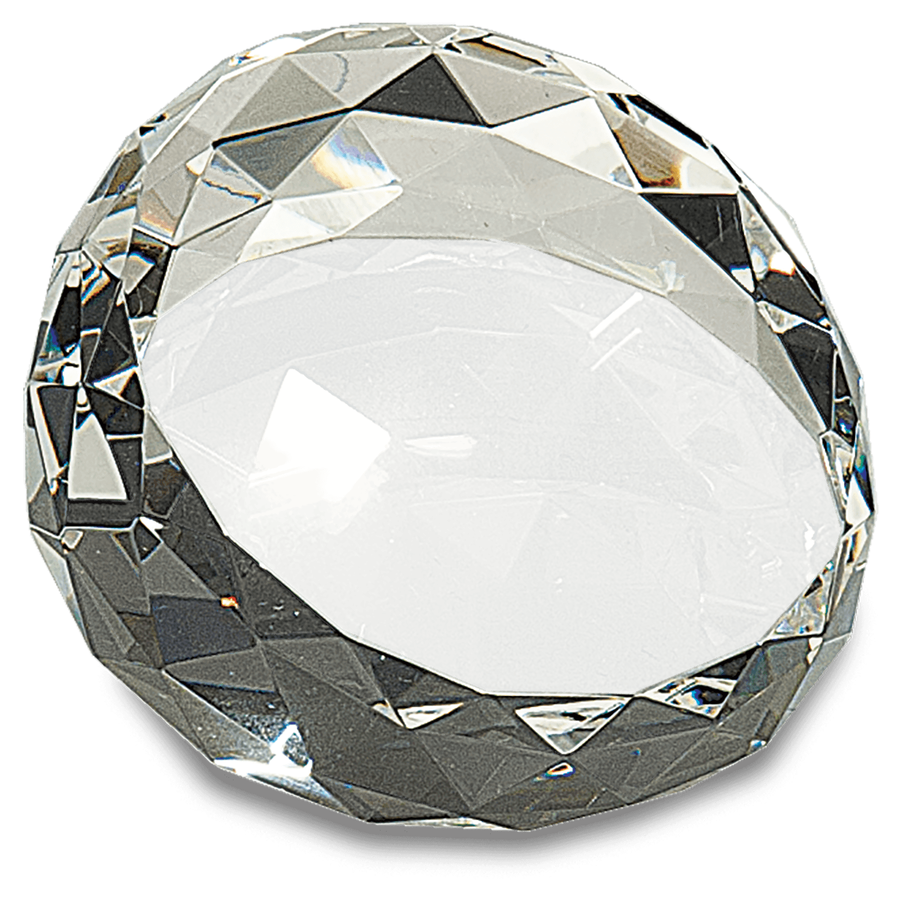 Clear Round Crystal Facet Paperweight - JDS