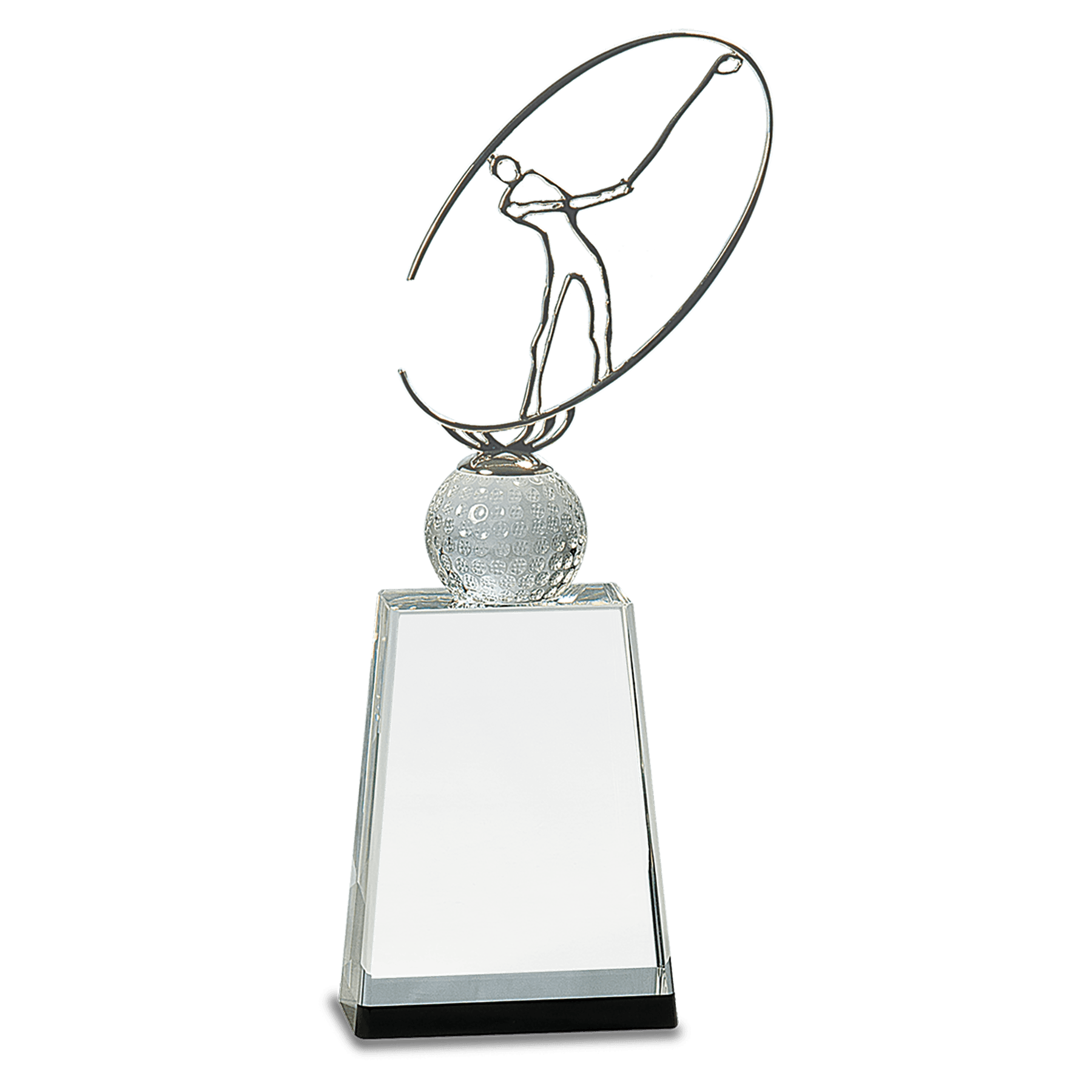 Clear/Black Crystal Golf Award with Silver Metal Oval Figure - JDS
