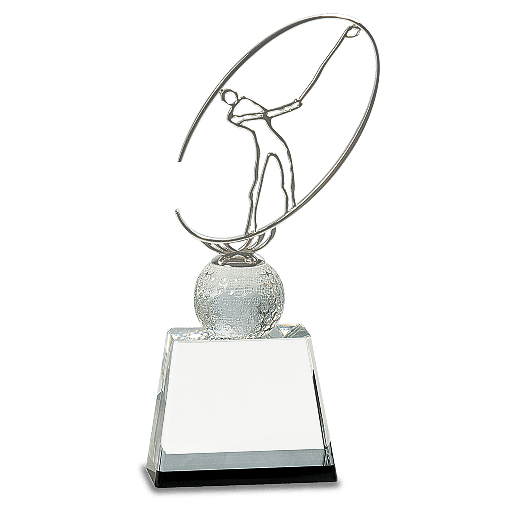 Clear/Black Crystal Golf Award with Silver Metal Oval Figure - JDS