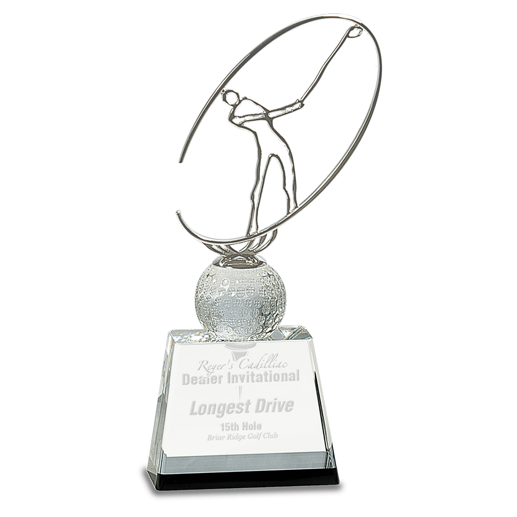 Clear/Black Crystal Golf Award with Silver Metal Oval Figure - JDS