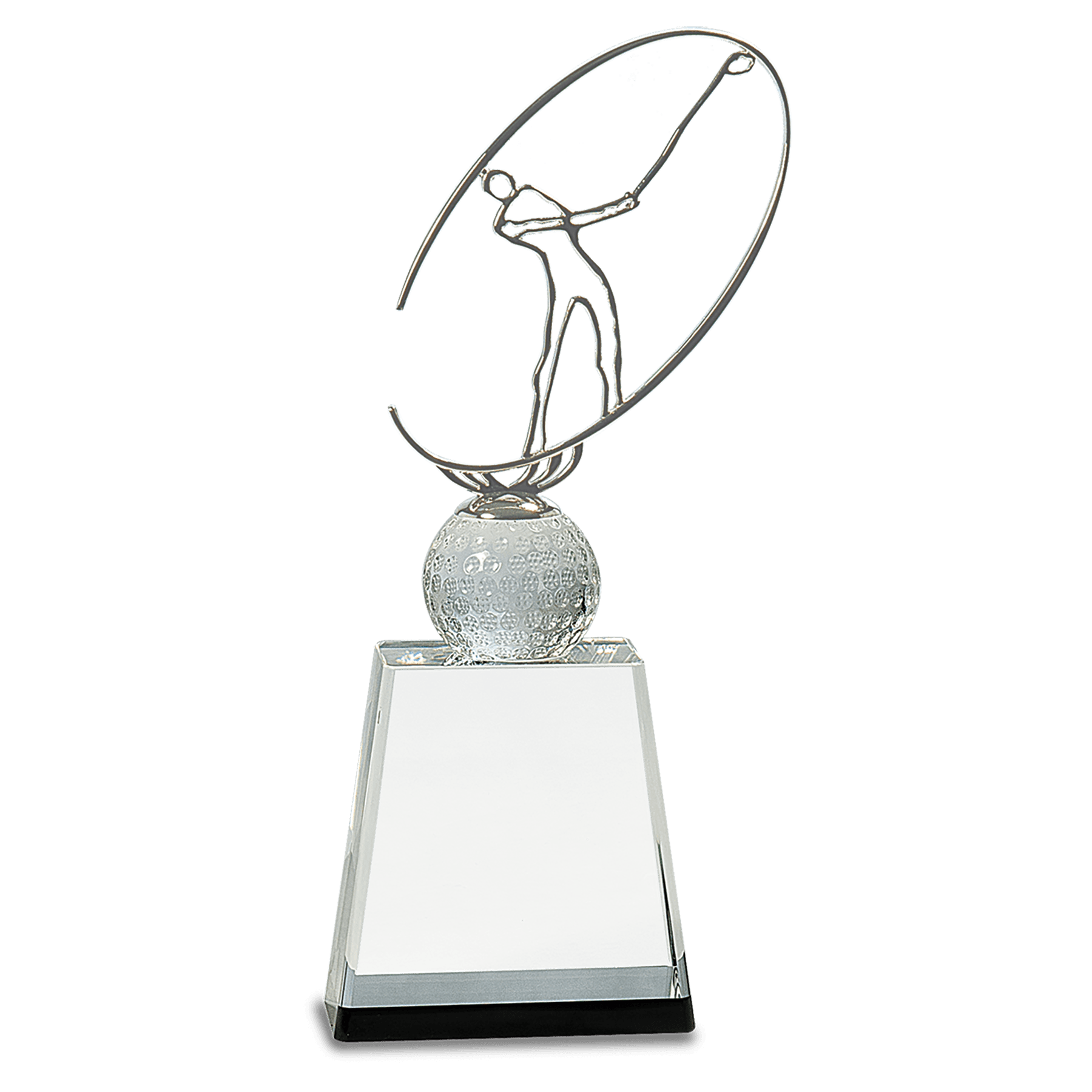 Clear/Black Crystal Golf Award with Silver Metal Oval Figure - JDS