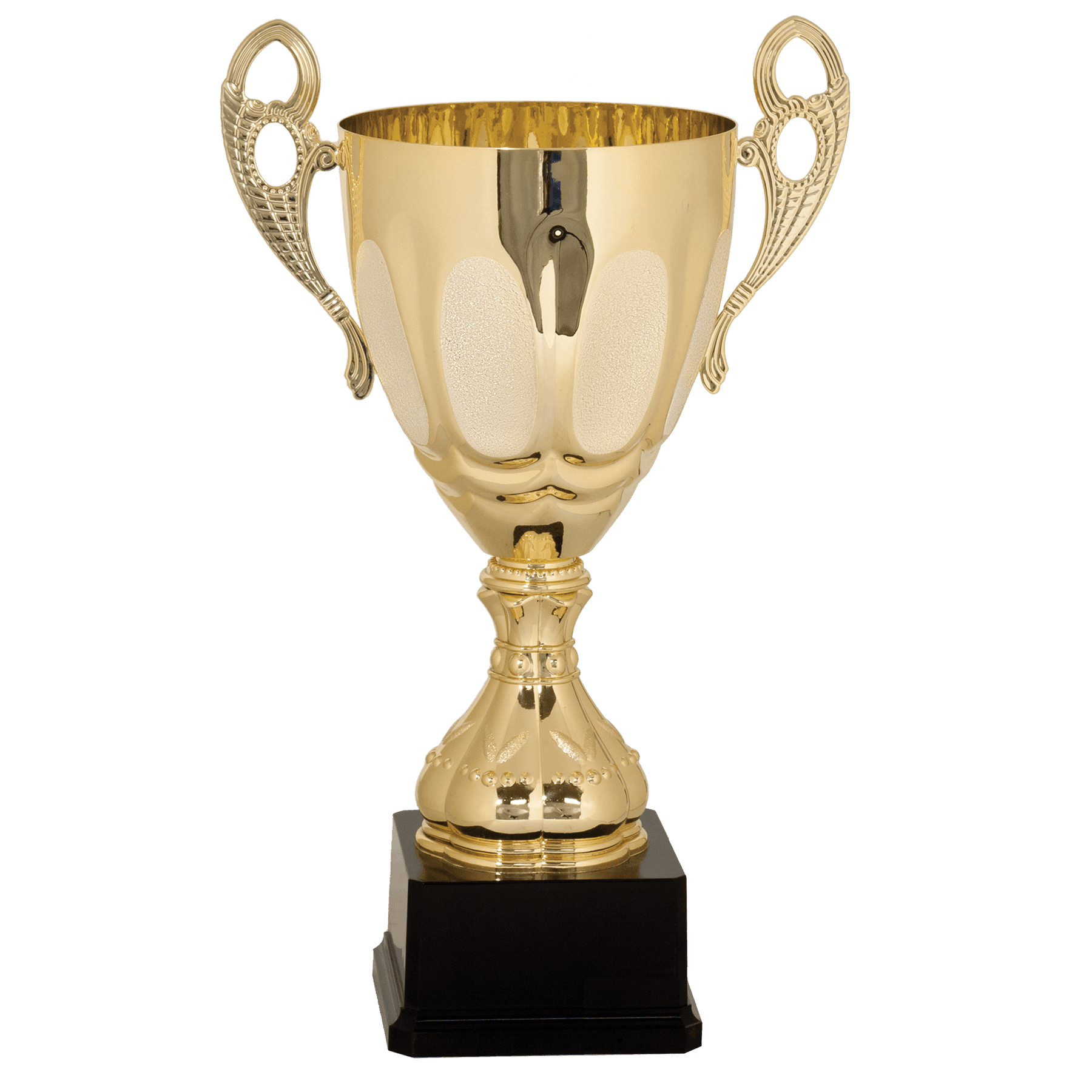 Completed Embossed Metal Cup Trophy on Plastic Base - JDS