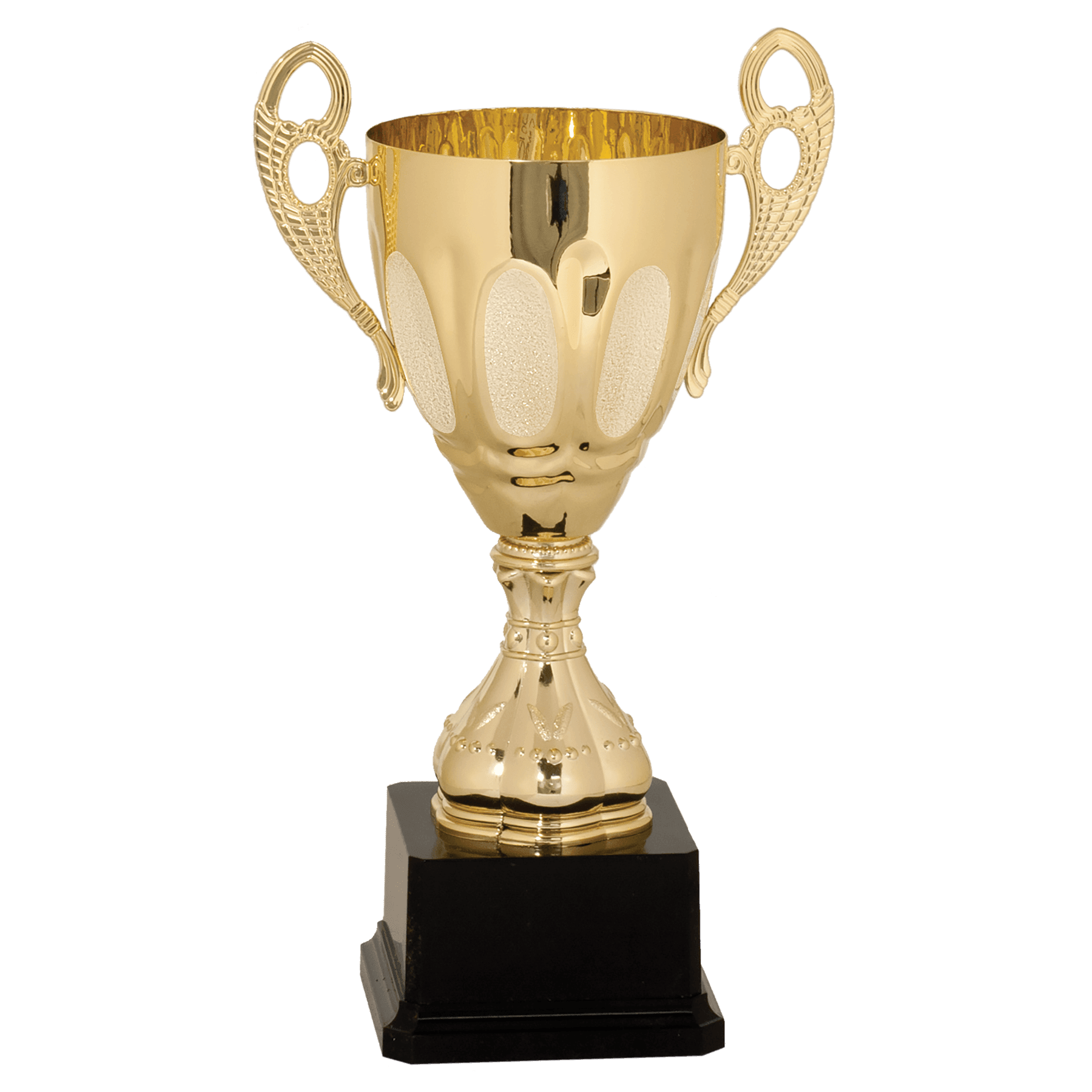 Completed Embossed Metal Cup Trophy on Plastic Base - JDS