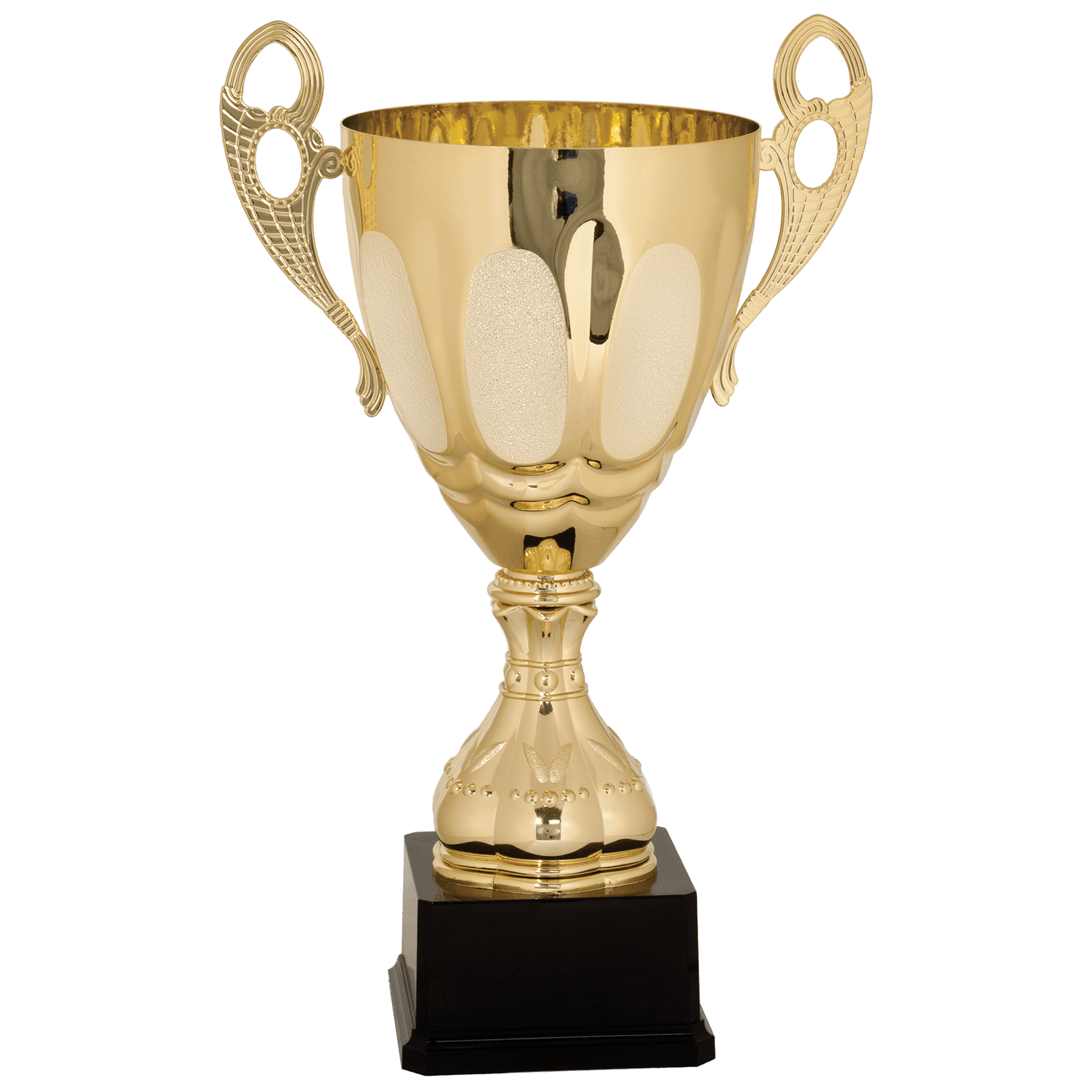 Completed Embossed Metal Cup Trophy on Plastic Base - JDS