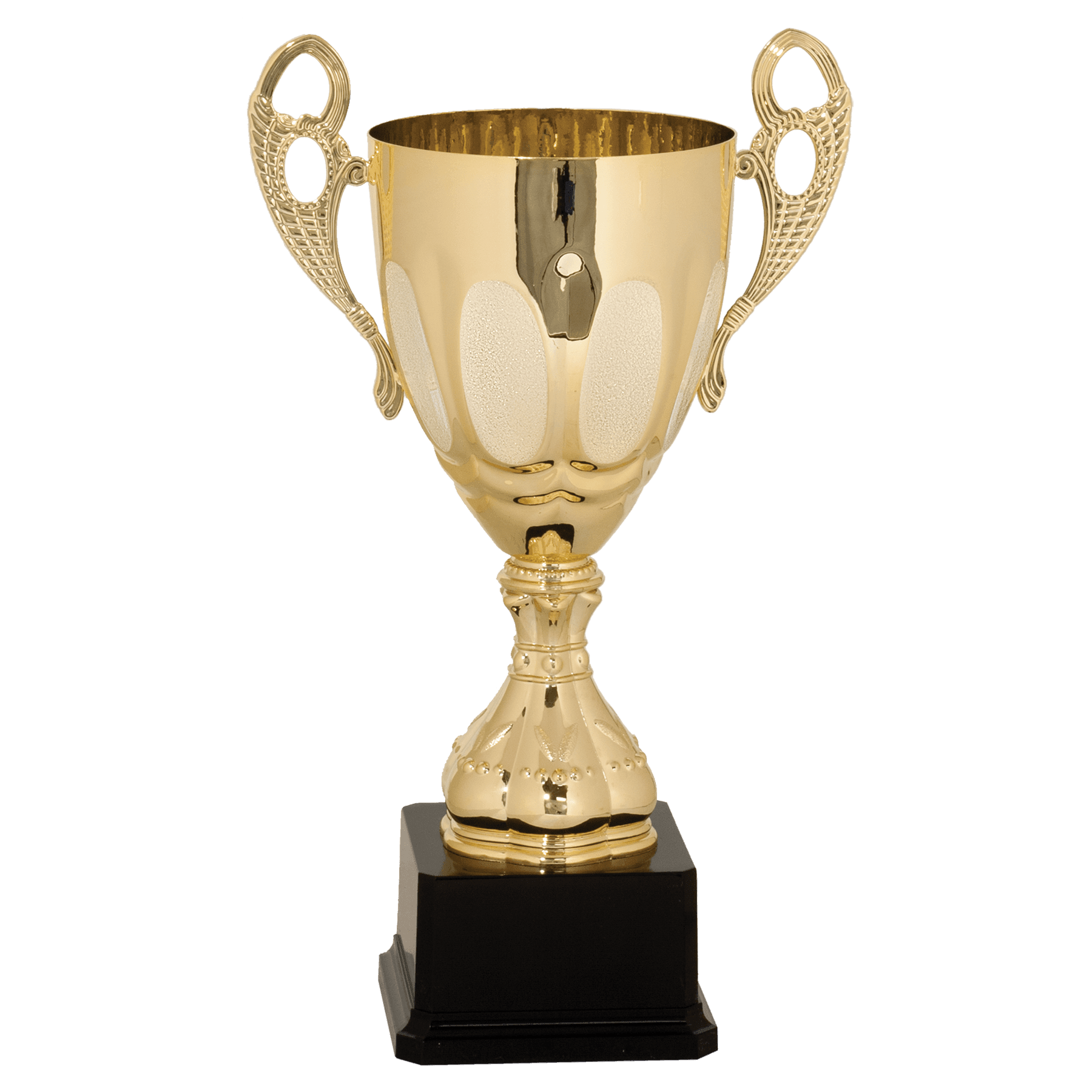 Completed Embossed Metal Cup Trophy on Plastic Base - JDS