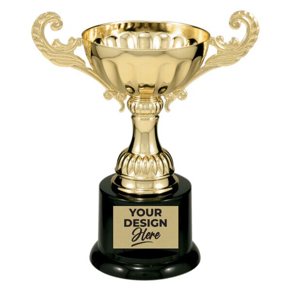 Custom Engraved Gold Completed Metal Cup Trophy on Plastic Base 6.5" - Austin Print Co.
