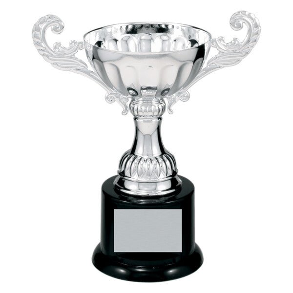 Custom Engraved Silver Completed Metal Cup Trophy on Plastic Base 6.5" - Austin Print Co.