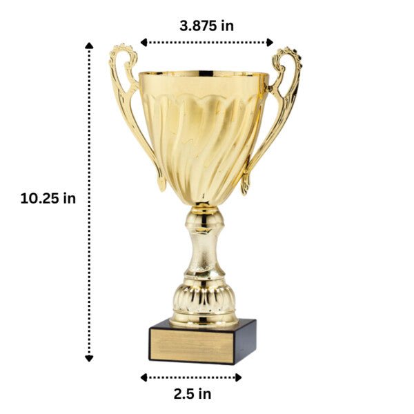 Custom Engraved Twist Gold Metal Trophy Cup 10.25" - Austin Print Co.