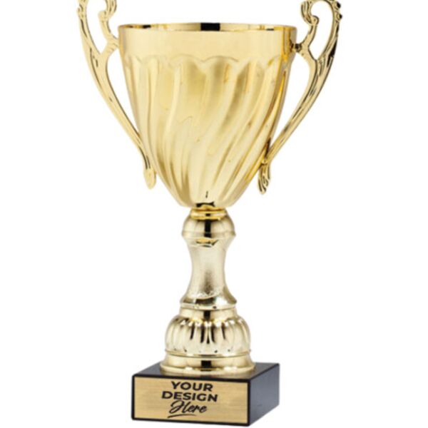 Custom Engraved Twist Gold Metal Trophy Cup 10.25" - Austin Print Co.