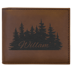 Dark Brown Laserable Leatherette Bi - Fold Wallet w/Flip ID Display - GFT1286 - Austin Print Co.